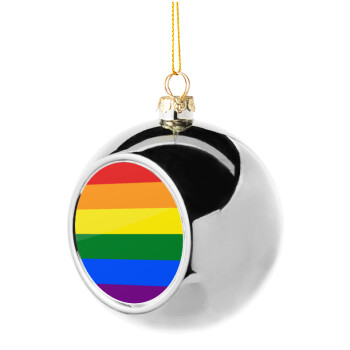 Rainbow flag (LGBT) , Χριστουγεννιάτικη μπάλα δένδρου Ασημένια 8cm