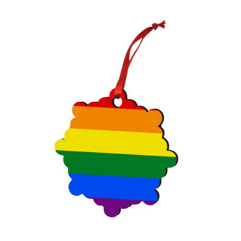 Rainbow flag (LGBT) , Χριστουγεννιάτικο στολίδι snowflake ξύλινο 7.5cm