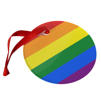 Rainbow flag (LGBT) , Χριστουγεννιάτικο στολίδι γυάλινο 9cm