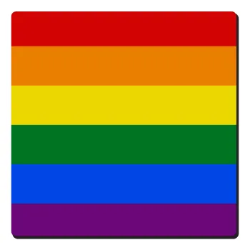Rainbow flag (LGBT) , Τετράγωνο μαγνητάκι ξύλινο 6x6cm