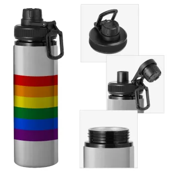 Rainbow flag (LGBT) , Μεταλλικό παγούρι νερού με καπάκι ασφαλείας, αλουμινίου 850ml