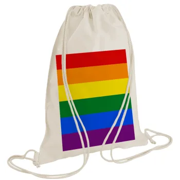 Rainbow flag (LGBT) , Τσάντα πλάτης πουγκί GYMBAG natural (28x40cm)