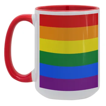 Rainbow flag (LGBT) , Κούπα Mega 15oz, κεραμική Κόκκινη, 450ml