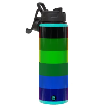 Rainbow flag (LGBT) , Μεταλλικό παγούρι νερού με καπάκι ασφαλείας, αλουμινίου 850ml