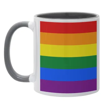 Rainbow flag (LGBT) , Κούπα χρωματιστή γκρι, κεραμική, 330ml
