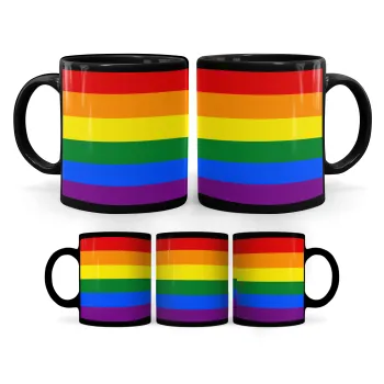 Rainbow flag (LGBT) , Κούπα Μαύρη, κεραμική, 330ml