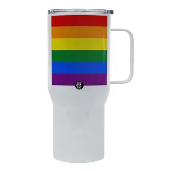 Rainbow flag (LGBT) , Mega Stainless steel Tumbler with lid, double wall 750L