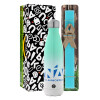 Easter Set, Metallic green/white thermos (Stainless steel), double-walled, 500ml & scented flat Easter candle (30cm) (TURQUOISE)