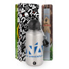 Easter Set, metallic silver aluminum water bottle (500ml) & aromatic flat Easter candle (30cm) (GRAY)