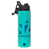 Metallic water bottle with safety lid, 850ml aluminum