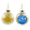 Transparent Christmas tree ball ornament with gold filling 8cm