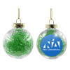 Transparent Christmas tree ball ornament with green filling 8cm