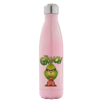 mr grinch, Metal mug thermos Pink Iridiscent (Stainless steel), double wall, 500ml