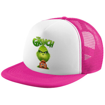 mr grinch, Καπέλο Ενηλίκων Soft Trucker με Δίχτυ Pink/White (POLYESTER, ΕΝΗΛΙΚΩΝ, UNISEX, ONE SIZE)
