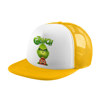 mr grinch, Καπέλο Soft Trucker με Δίχτυ Κίτρινο/White 