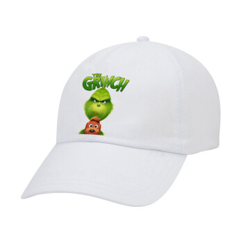 mr grinch, Καπέλο Jockey baseball Λευκό (snapback, 5-φύλλο, unisex)