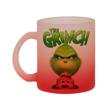mr grinch, Κούπα γυάλινη δίχρωμη με βάση το κόκκινο ματ, 330ml