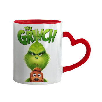 mr grinch, Mug heart red handle, ceramic, 330ml
