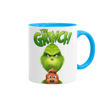 mr grinch, Κούπα χρωματιστή γαλάζια, κεραμική, 330ml