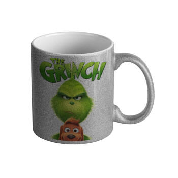 mr grinch, Κούπα Ασημένια Glitter που γυαλίζει, κεραμική, 330ml