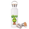 Stainless steel White with wooden lid (bamboo), double wall, 750ml