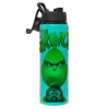 Metallic water bottle with safety lid, 850ml aluminum