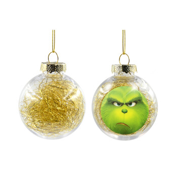 mr grinch, Χριστουγεννιάτικη μπάλα δένδρου διάφανη με χρυσό γέμισμα 8cm