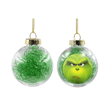mr grinch, Χριστουγεννιάτικη μπάλα δένδρου διάφανη με πράσινο γέμισμα 8cm