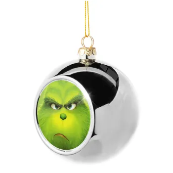 mr grinch, Στολίδι Χριστουγεννιάτικη μπάλα δένδρου Ασημένια 8cm