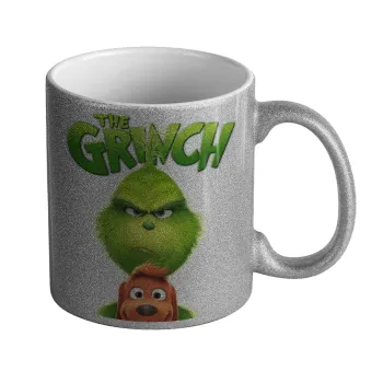 mr grinch, Κούπα Ασημένια Glitter που γυαλίζει, κεραμική, 330ml