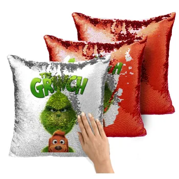 mr grinch, Μαξιλάρι καναπέ Μαγικό Κόκκινο με πούλιες 40x40cm περιέχεται το γέμισμα