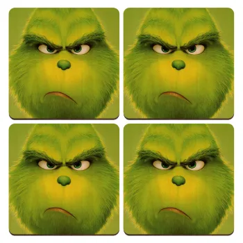 mr grinch, ΣΕΤ x4 Σουβέρ ξύλινα τετράγωνα plywood (9cm)