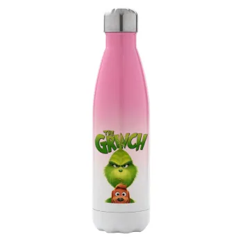 mr grinch, Metal mug thermos Pink/White (Stainless steel), double wall, 500ml