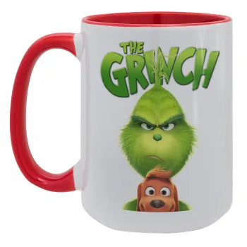 mr grinch, Κούπα Mega 15oz, κεραμική Κόκκινη, 450ml