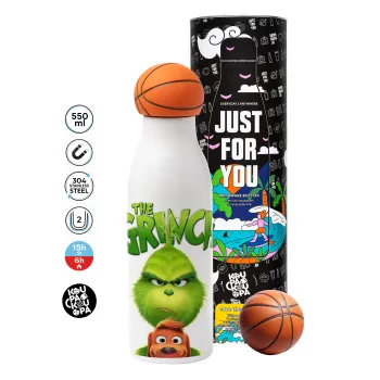mr grinch, Μπάλα μπάσκετ μεταλλικό παγούρι θερμός, διπλού τοιχώματος, 550ml