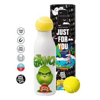 mr grinch, Μπάλα τένις μεταλλικό παγούρι θερμός, διπλού τοιχώματος, 550ml