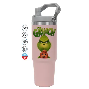 mr grinch, ΡΟΖ χρώματος Θερμός Ανοξείδωτο 890ml (30oz) με χερούλι