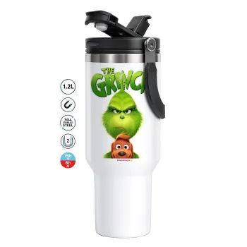 mr grinch, Mega Tumbler με καπάκι, διπλού τοιχώματος (θερμό) 1,2L