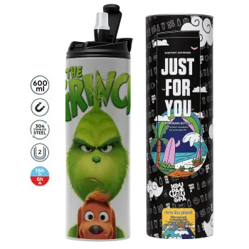 mr grinch, Tumbler ποτήρι θερμό ΓΚΡΙ από ανοξείδωτο ατσάλι 600ml