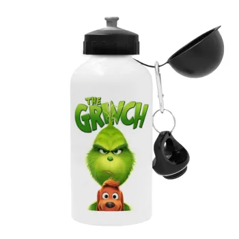 mr grinch, Metal water bottle, White, aluminum 500ml