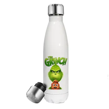 mr grinch, Metal mug thermos White (Stainless steel), double wall, 500ml