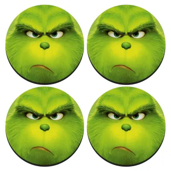 mr grinch, ΣΕΤ 4 Σουβέρ ξύλινα στρογγυλά (9cm)