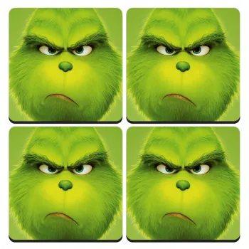 mr grinch, ΣΕΤ 4 Σουβέρ ξύλινα τετράγωνα (9cm)