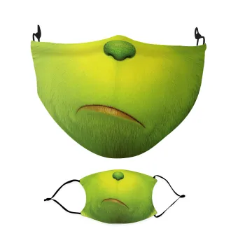 mr grinch, Μάσκα υφασμάτινη Ενηλίκων πολλαπλών στρώσεων με υποδοχή φίλτρου