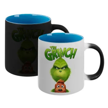 mr grinch, Κούπα Μαγική εσωτερικό μπλε, κεραμική 330ml που αλλάζει χρώμα με το ζεστό ρόφημα