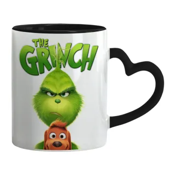 mr grinch, Mug heart black handle, ceramic, 330ml