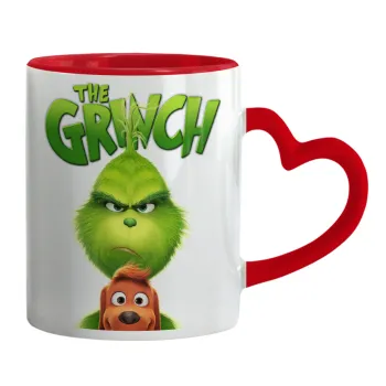 mr grinch, Κούπα καρδιά χερούλι κόκκινη, κεραμική, 330ml