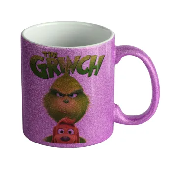 mr grinch, Κούπα Μωβ Glitter που γυαλίζει, κεραμική, 330ml