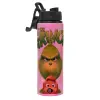 Metallic water bottle with safety lid, 850ml aluminum
