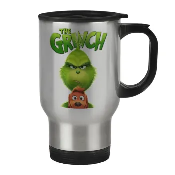 mr grinch, Stainless steel travel mug with lid, double wall 450ml
